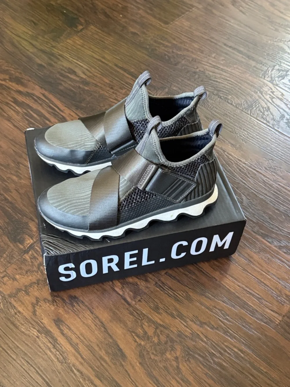 Sorel Women's Slip-On Knit Sneaker in Black and Gray - Picture 4 of 16